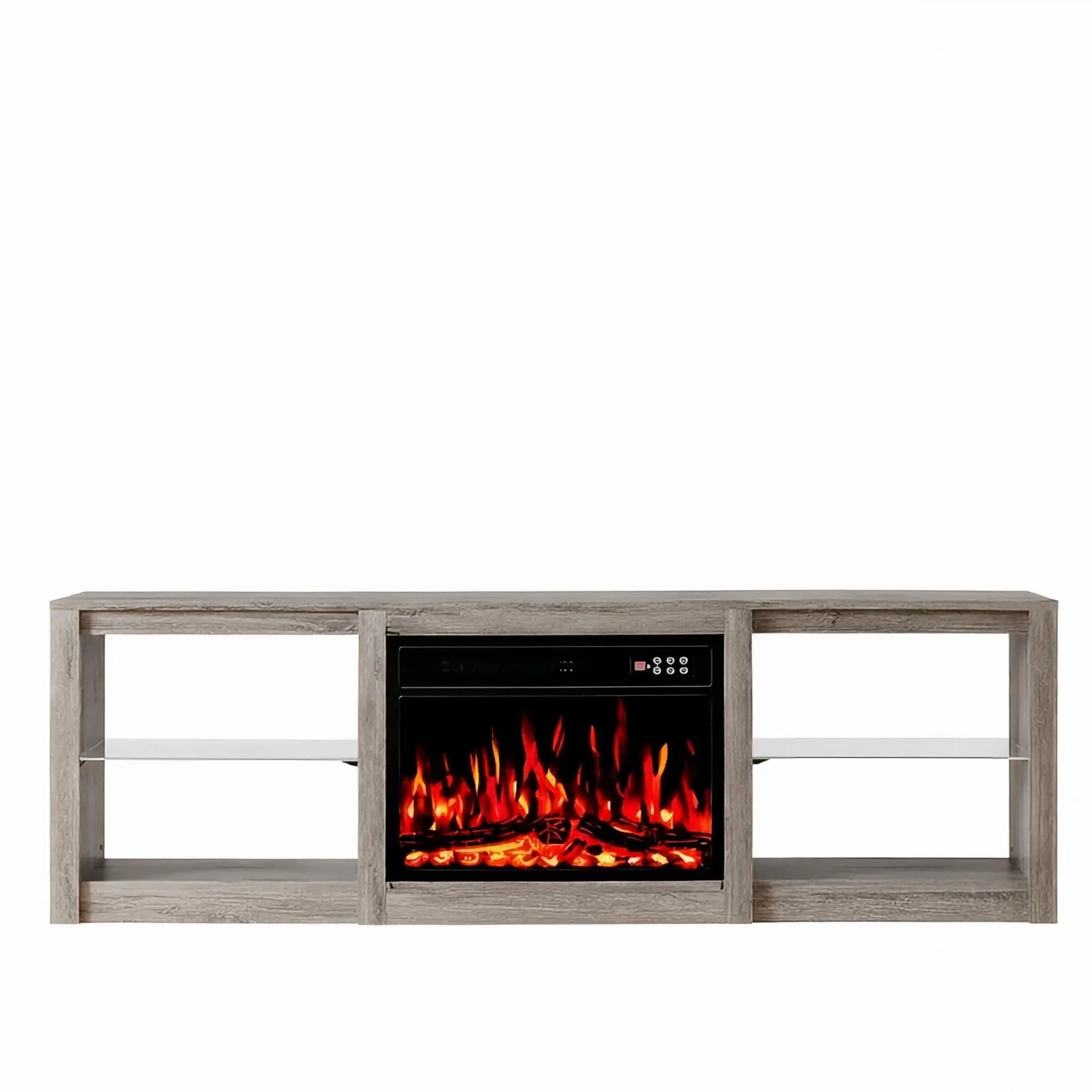 70" Black Wood Fireplace Entertainment Center With Fireplace Homeroots Living Room