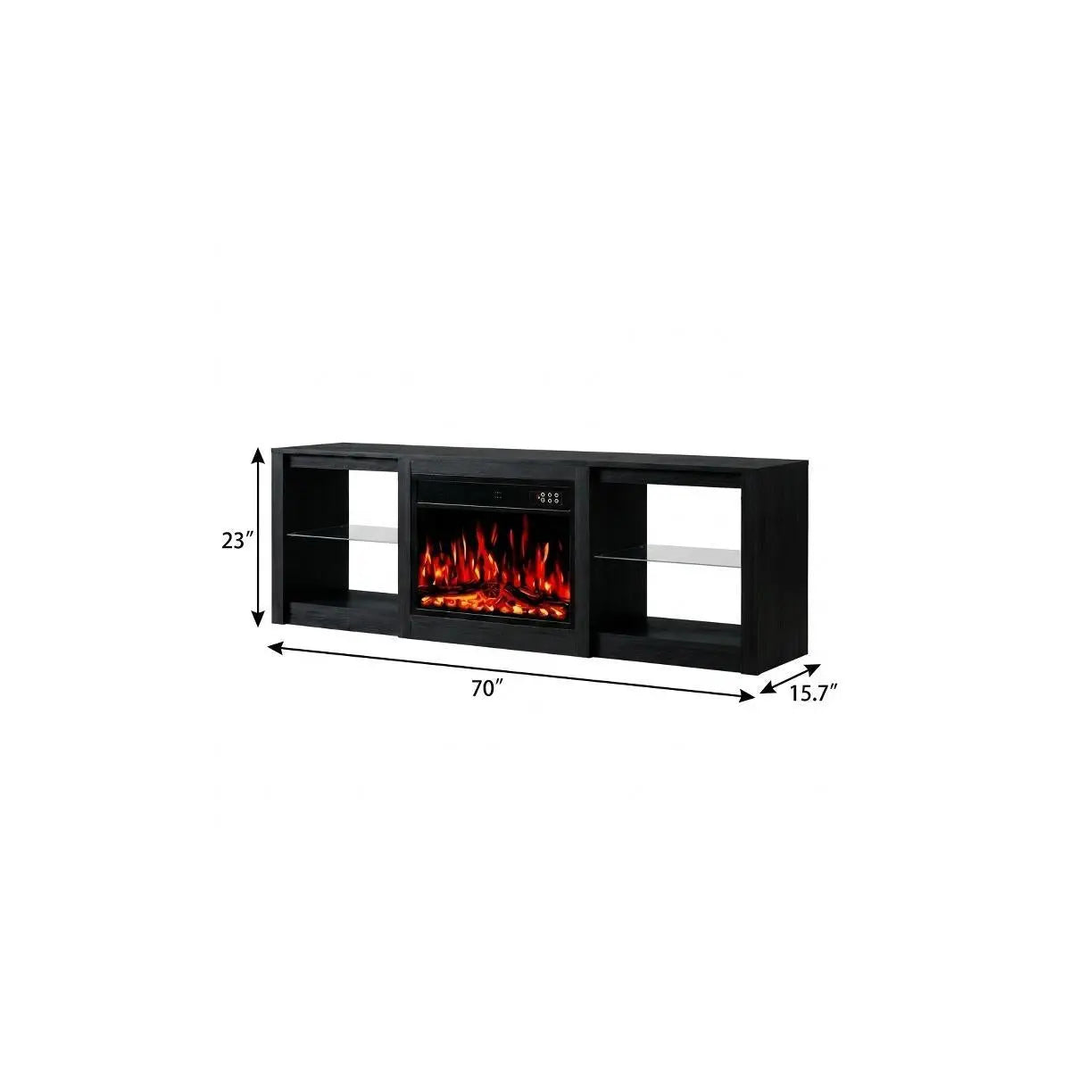 70" Black Wood Fireplace Entertainment Center With Fireplace Homeroots Living Room