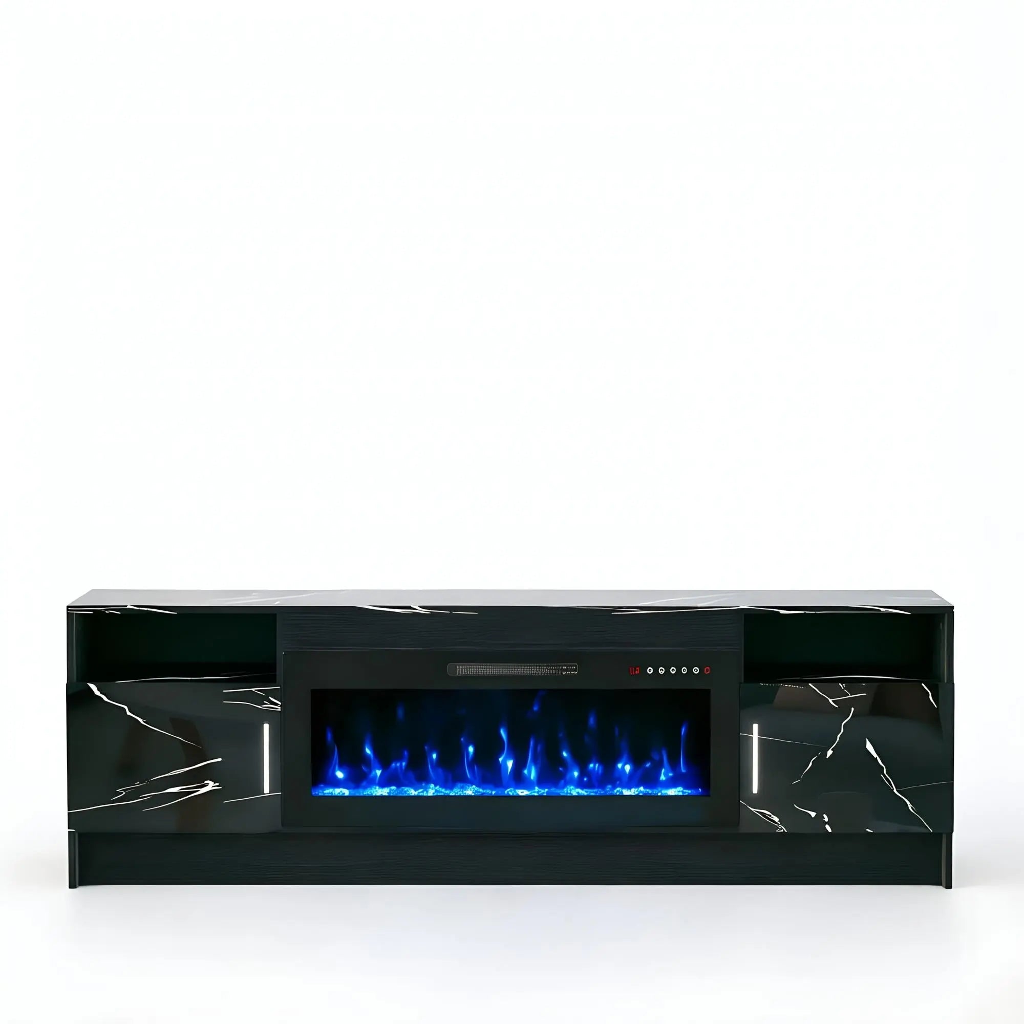 70" Black Wood Fireplace TV Stand With Fireplace Homeroots Living Room
