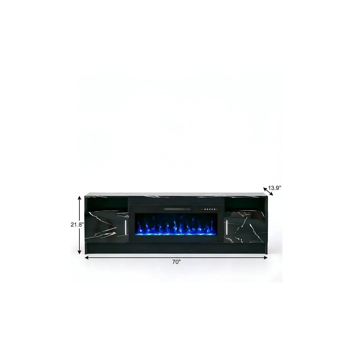 70" Black Wood Fireplace TV Stand With Fireplace Homeroots Living Room