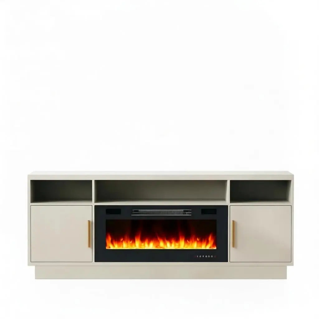 70" Black Wood Fireplace TV Stand With Fireplace Homeroots Living Room