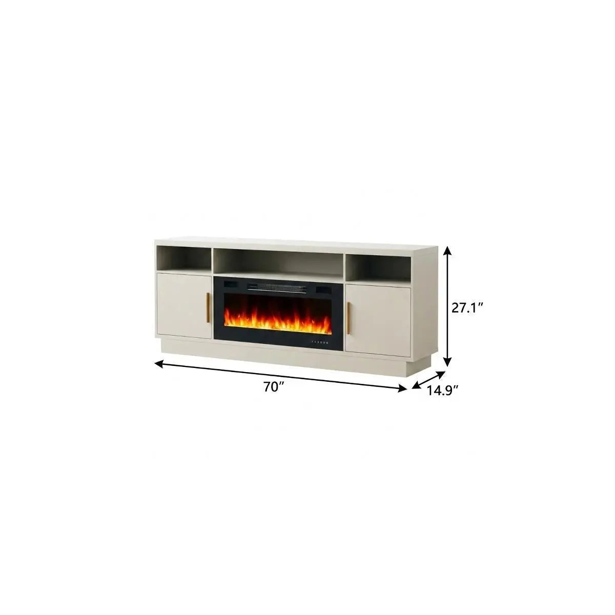 70" Black Wood Fireplace TV Stand With Fireplace Homeroots Living Room