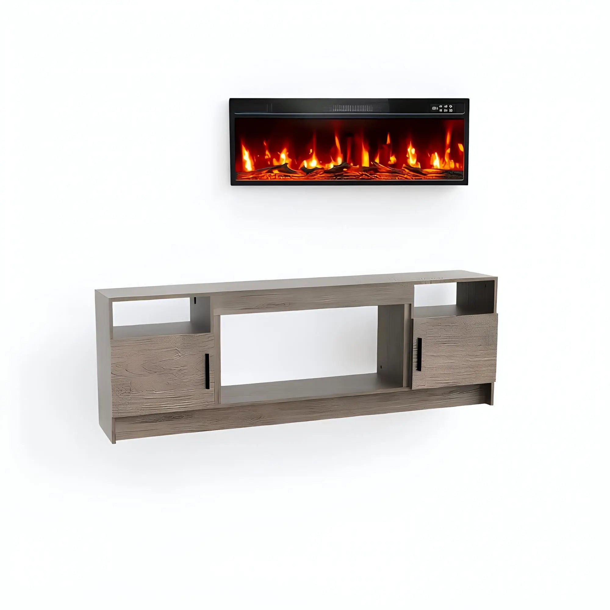 70" Black Wood Fireplace TV Stand With Fireplace Homeroots Living Room