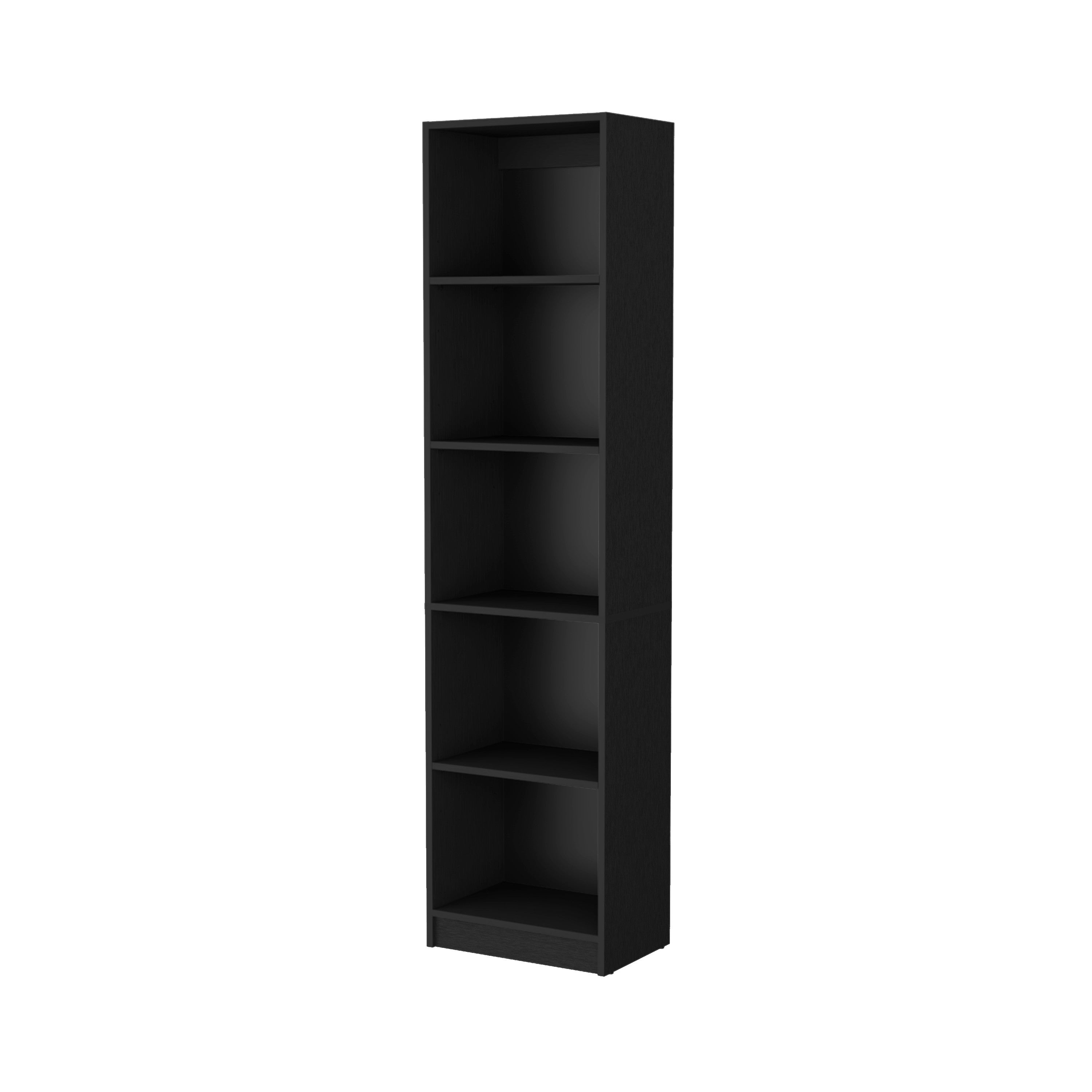 70" Black Wood Five Tier Bookcase - GreatEagleInc