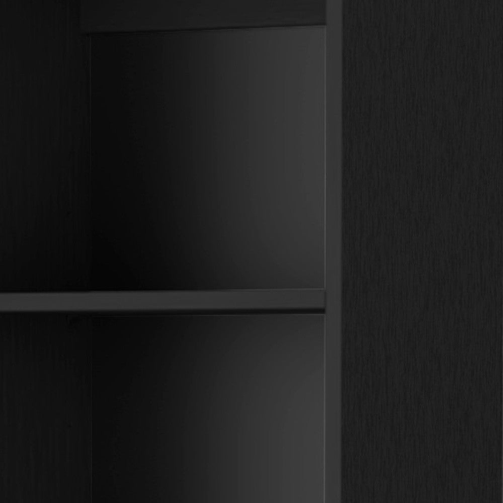 70" Black Wood Five Tier Bookcase - GreatEagleInc