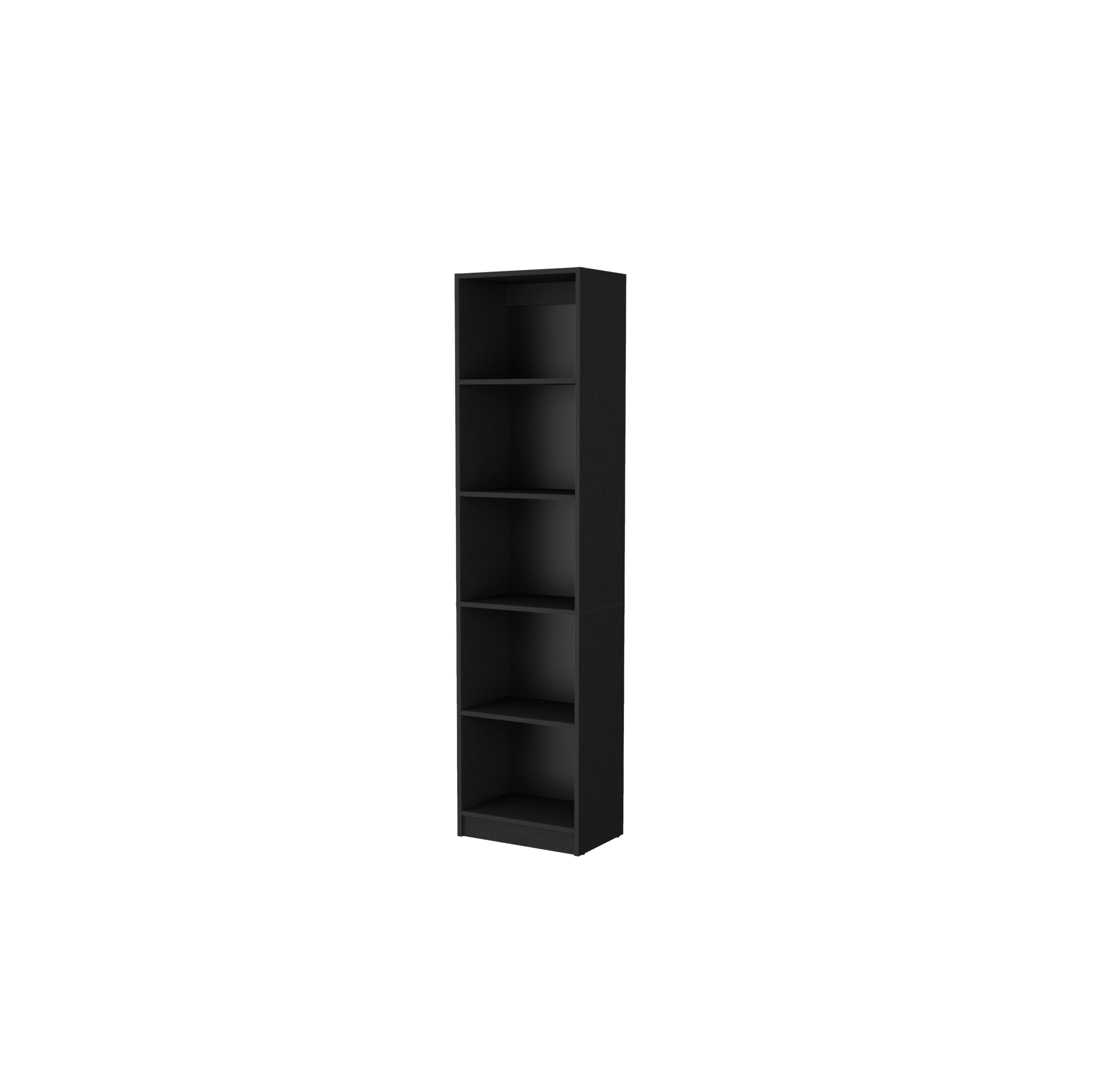 70" Black Wood Five Tier Bookcase - GreatEagleInc