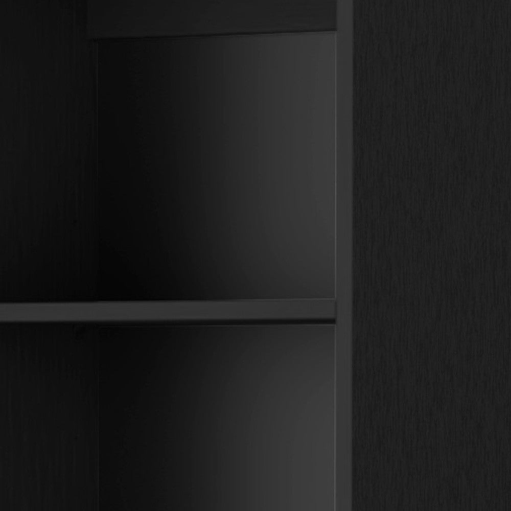 70" Black Wood Five Tier Bookcase - GreatEagleInc