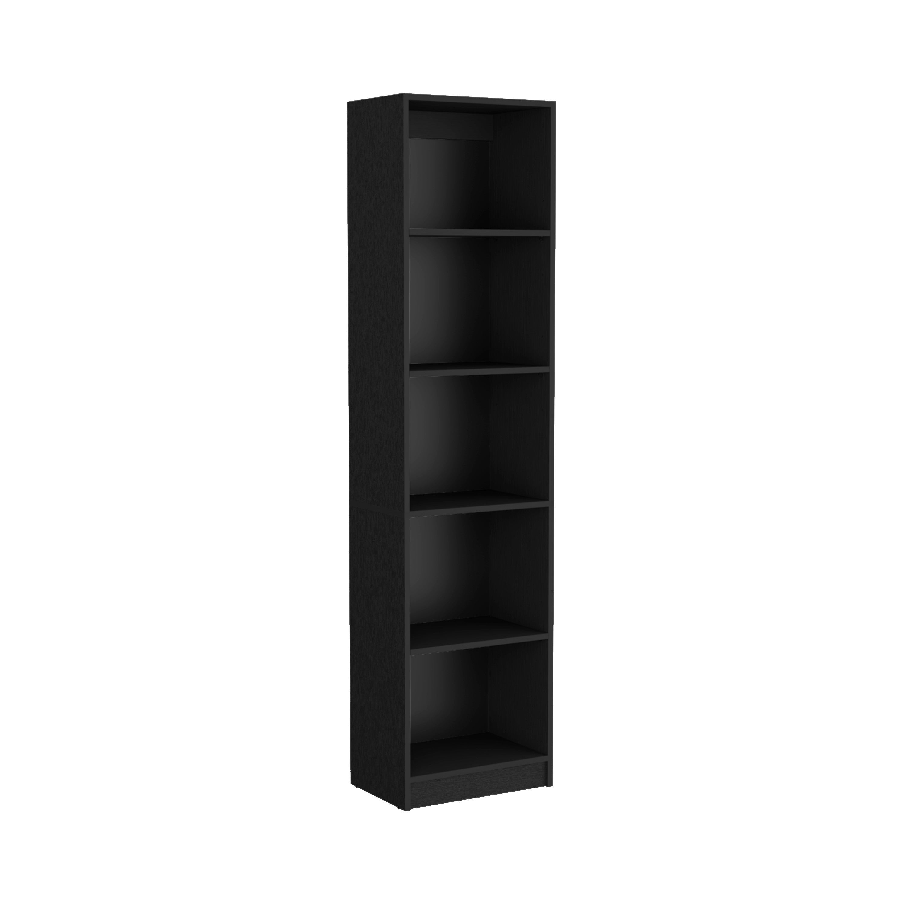 70" Black Wood Five Tier Bookcase - GreatEagleInc