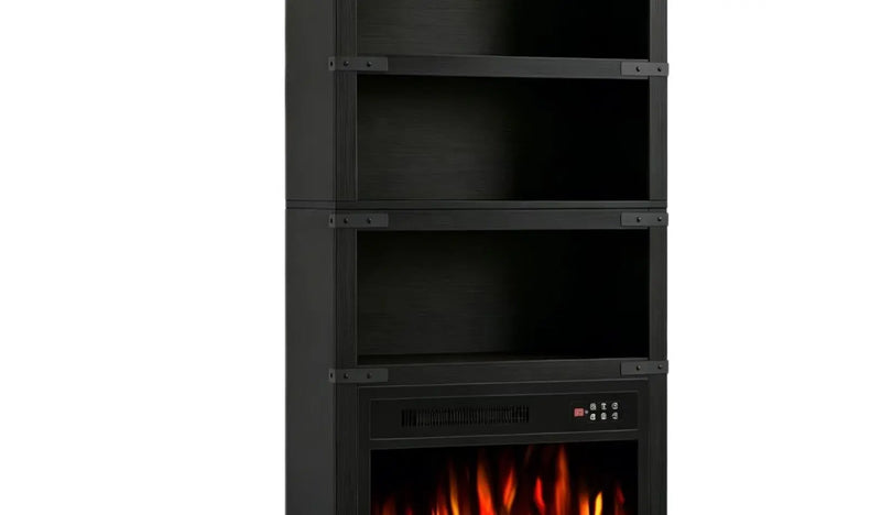 70" Black Wood Four Tier USB Bookcase Homeroots Office