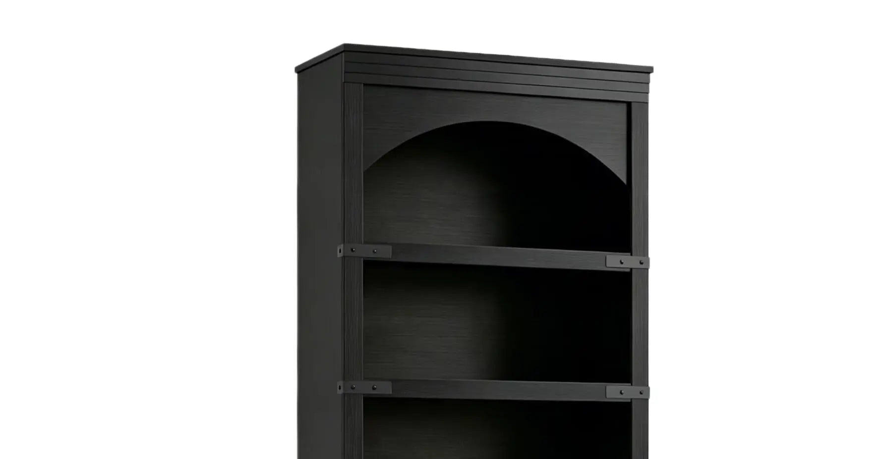 70" Black Wood Four Tier USB Bookcase Homeroots Office