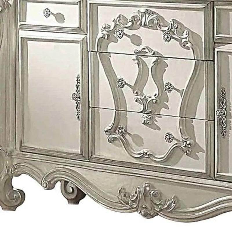 70" Bone White Solid Wood Six Drawer Combo Dresser Homeroots Bed & Bath