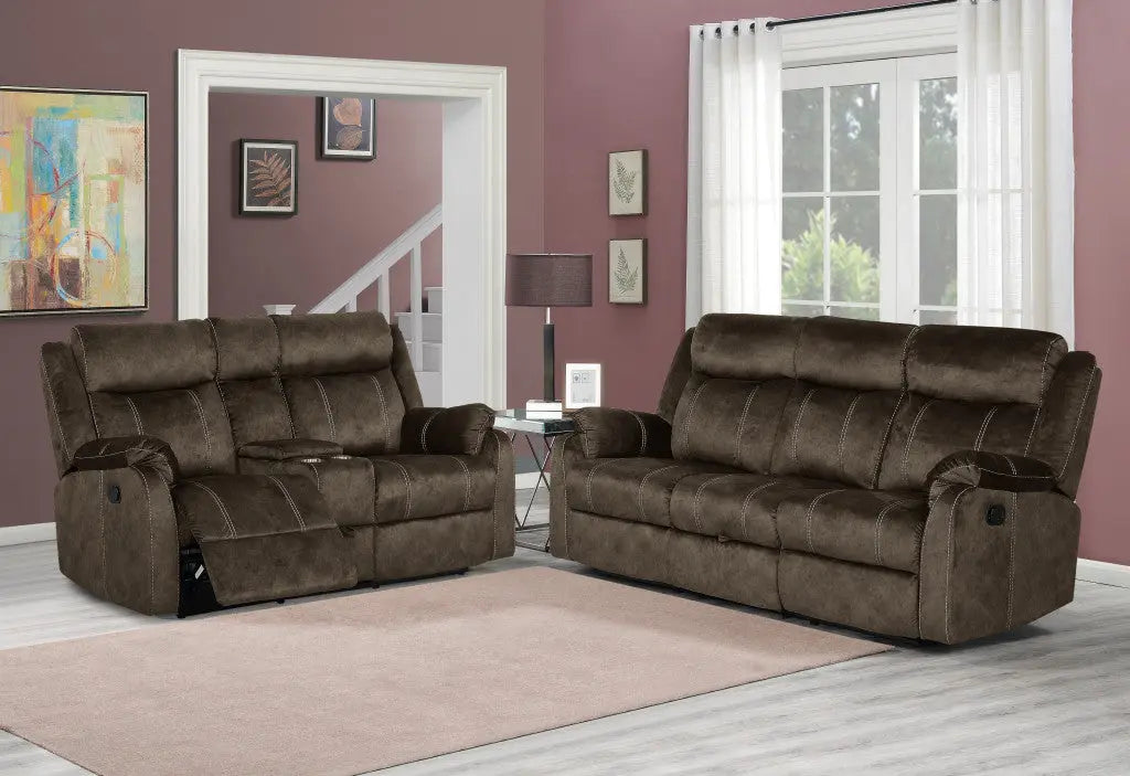 70" Dark Brown Manual Reclining Loveseat With Storage - GreatEagleInc