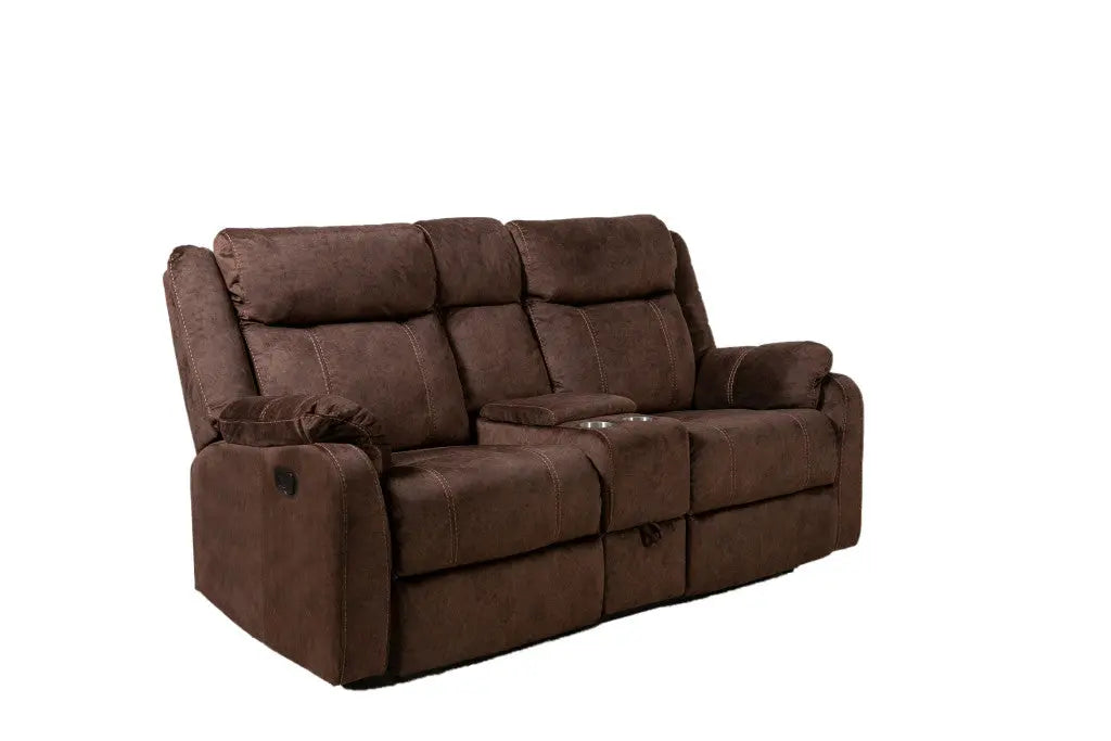 70" Dark Brown Manual Reclining Loveseat With Storage - GreatEagleInc