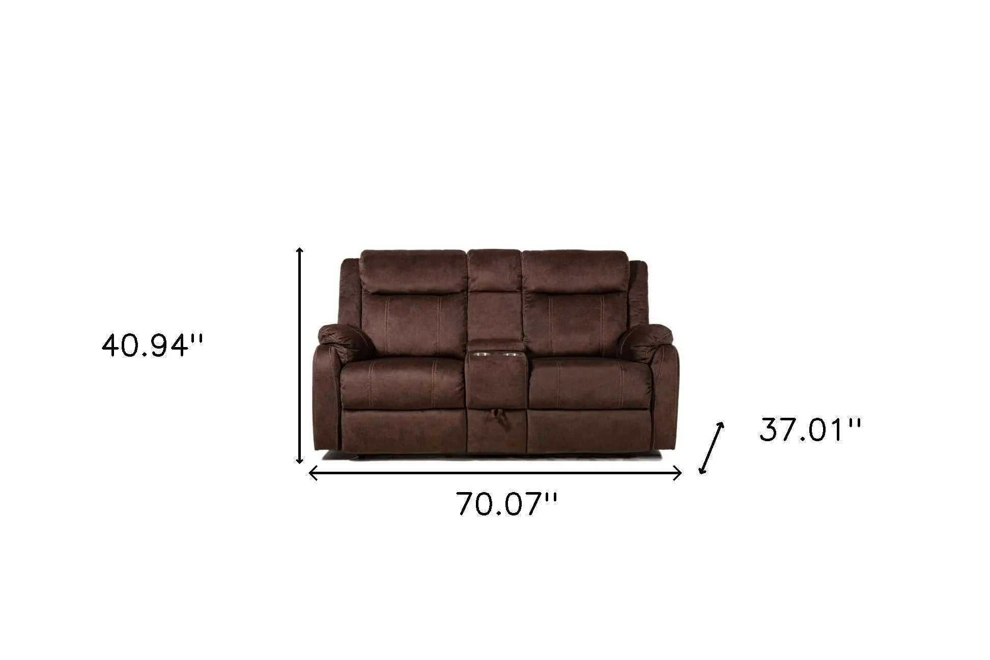 70" Dark Brown Manual Reclining Loveseat With Storage - GreatEagleInc