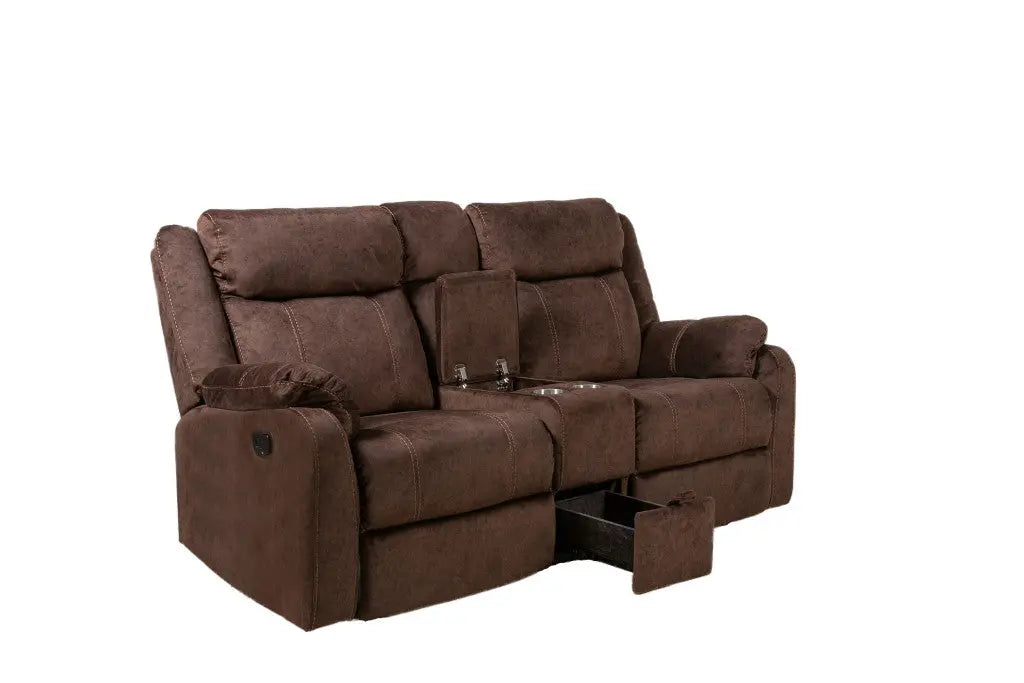 70" Dark Brown Manual Reclining Loveseat With Storage - GreatEagleInc