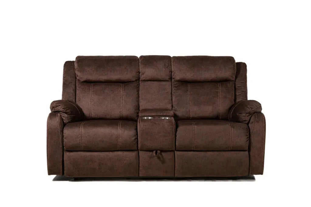 70" Dark Brown Manual Reclining Loveseat With Storage - GreatEagleInc