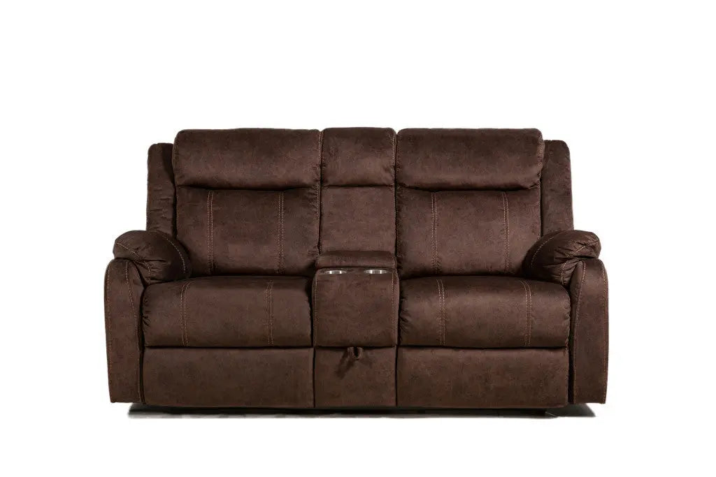 70" Dark Brown Manual Reclining Loveseat With Storage - GreatEagleInc