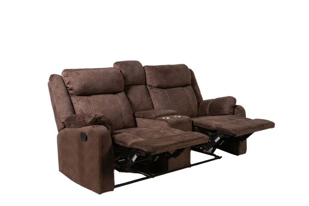 70" Dark Brown Manual Reclining Loveseat With Storage - GreatEagleInc