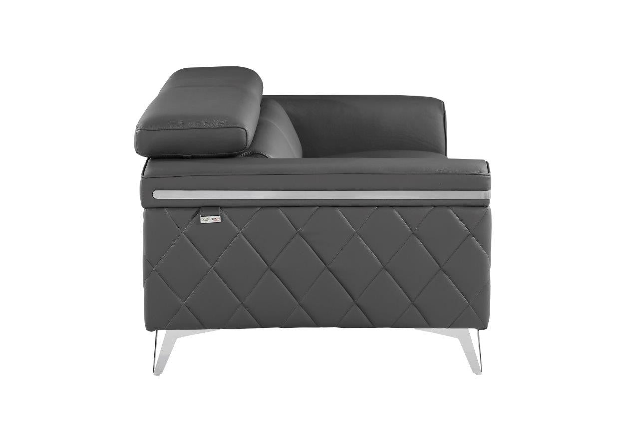 70" Dark Gray And Silver Metallic Leather Loveseat - GreatEagleInc