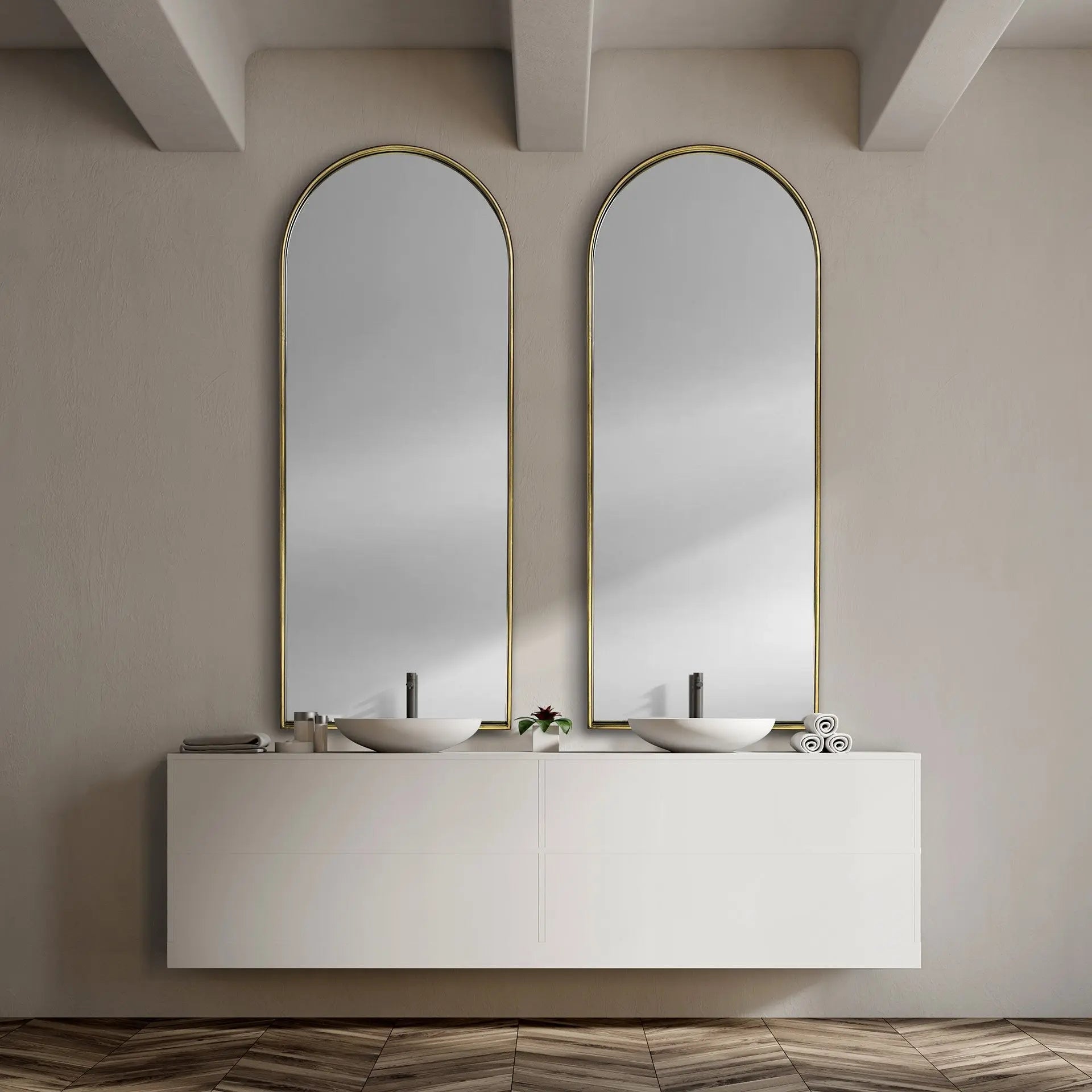 70" Gold Arch Metal Framed Accent Mirror Homeroots Bed & Bath