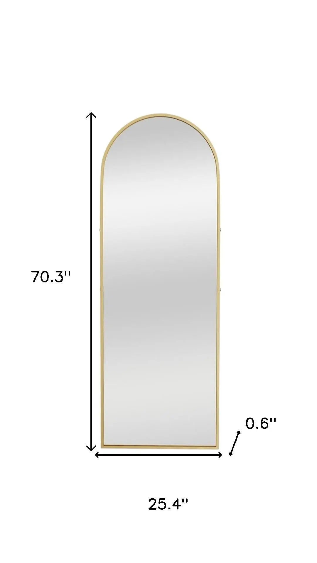 70" Gold Metal Arch Wall Mounted Leaning Or Freestanding Framed Full Length Mirror Homeroots Bed & Bath