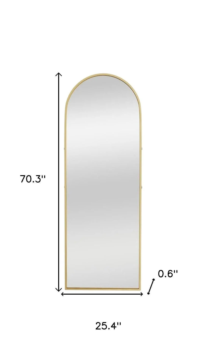 70" Gold Metal Arch Wall Mounted Leaning Or Freestanding Framed Full Length Mirror Homeroots Bed & Bath