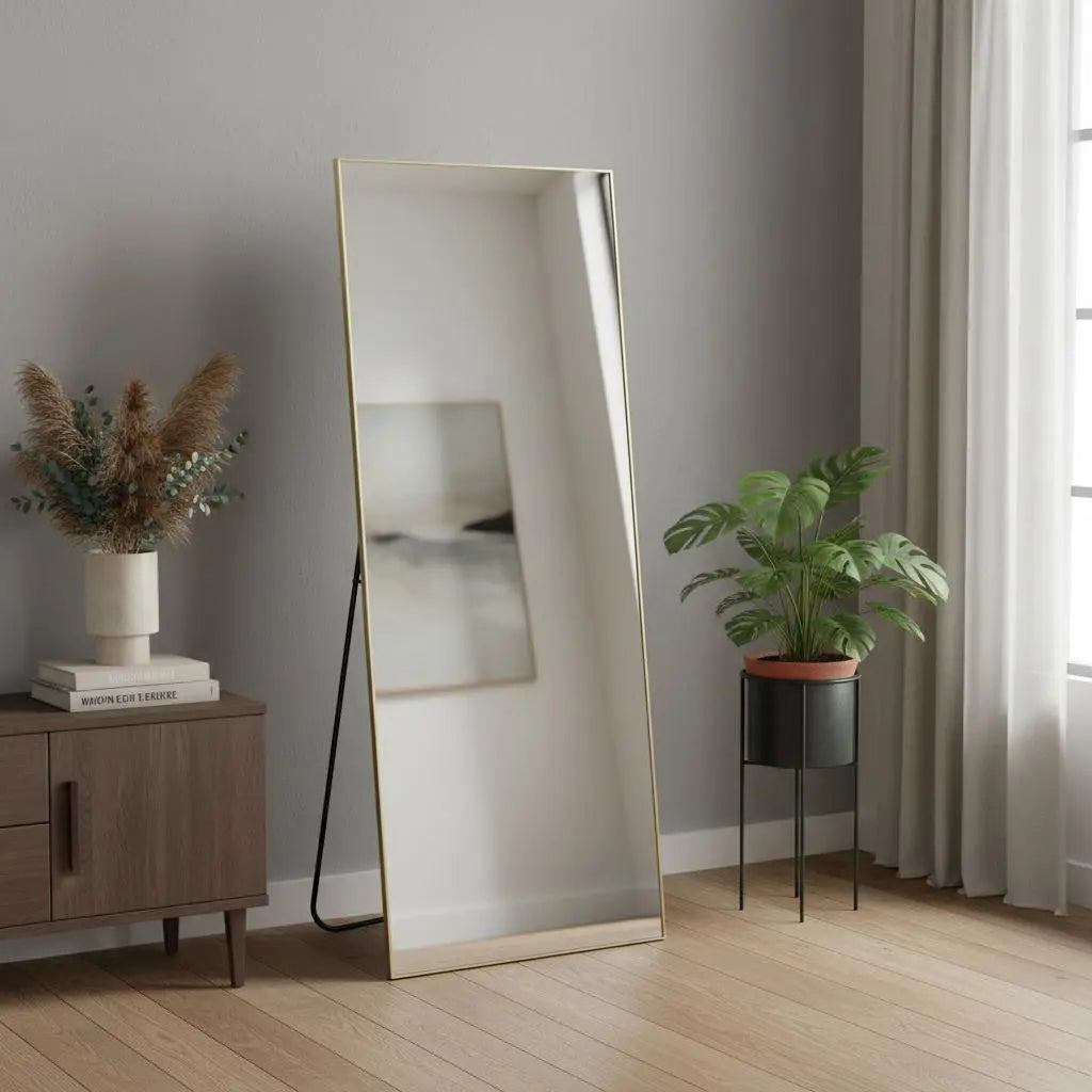 70" Gold Metal Wall Mounted And Freestanding Framed Full Length Mirror Homeroots Bed & Bath