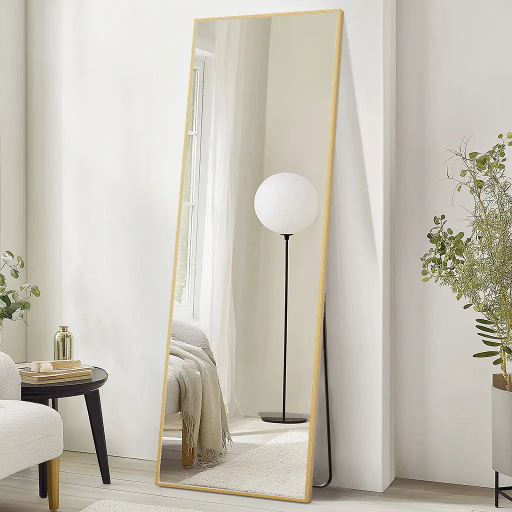 70" Gold Metal Wall Mounted And Freestanding Framed Full Length Mirror Homeroots Bed & Bath