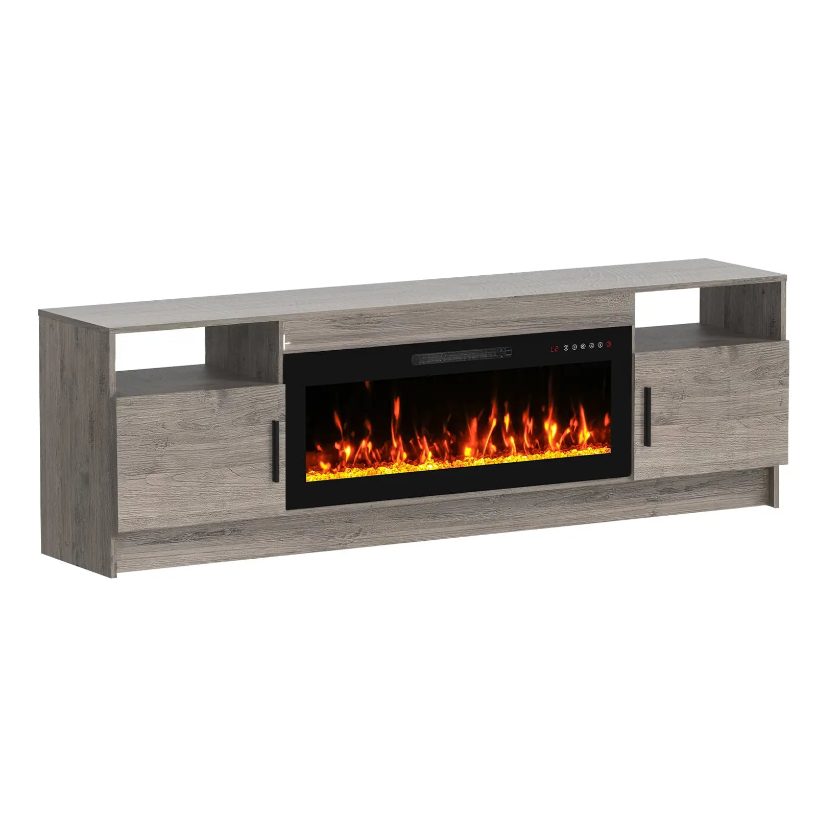 70" Gray Wood Fireplace Entertainment Center With Fireplace Homeroots Living Room