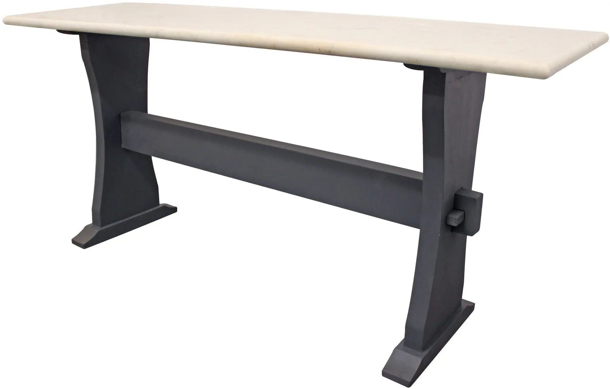 70" Ivory and Black Genuine Marble Trestle Console Table Homeroots Living Room