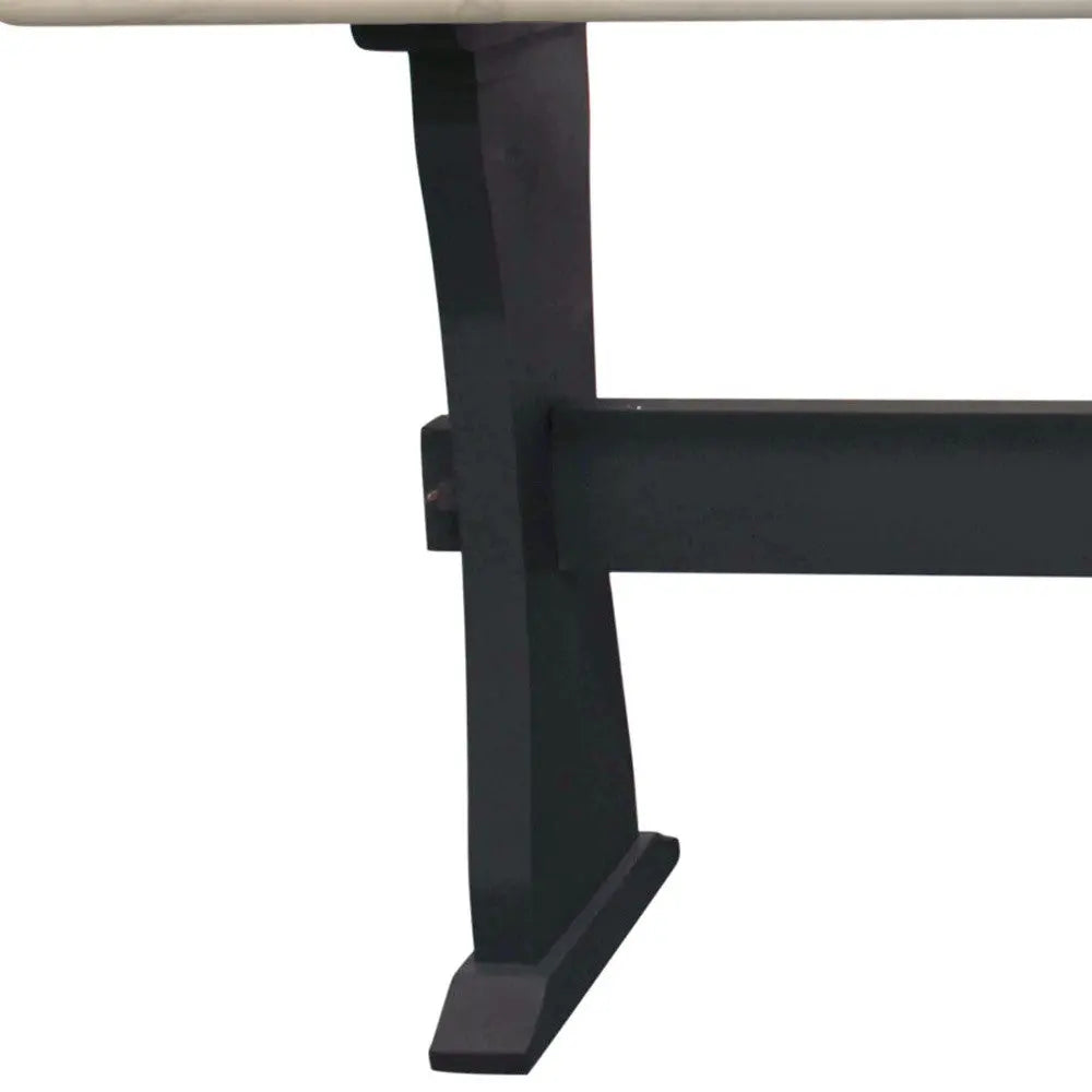 70" Ivory and Black Genuine Marble Trestle Console Table Homeroots Living Room
