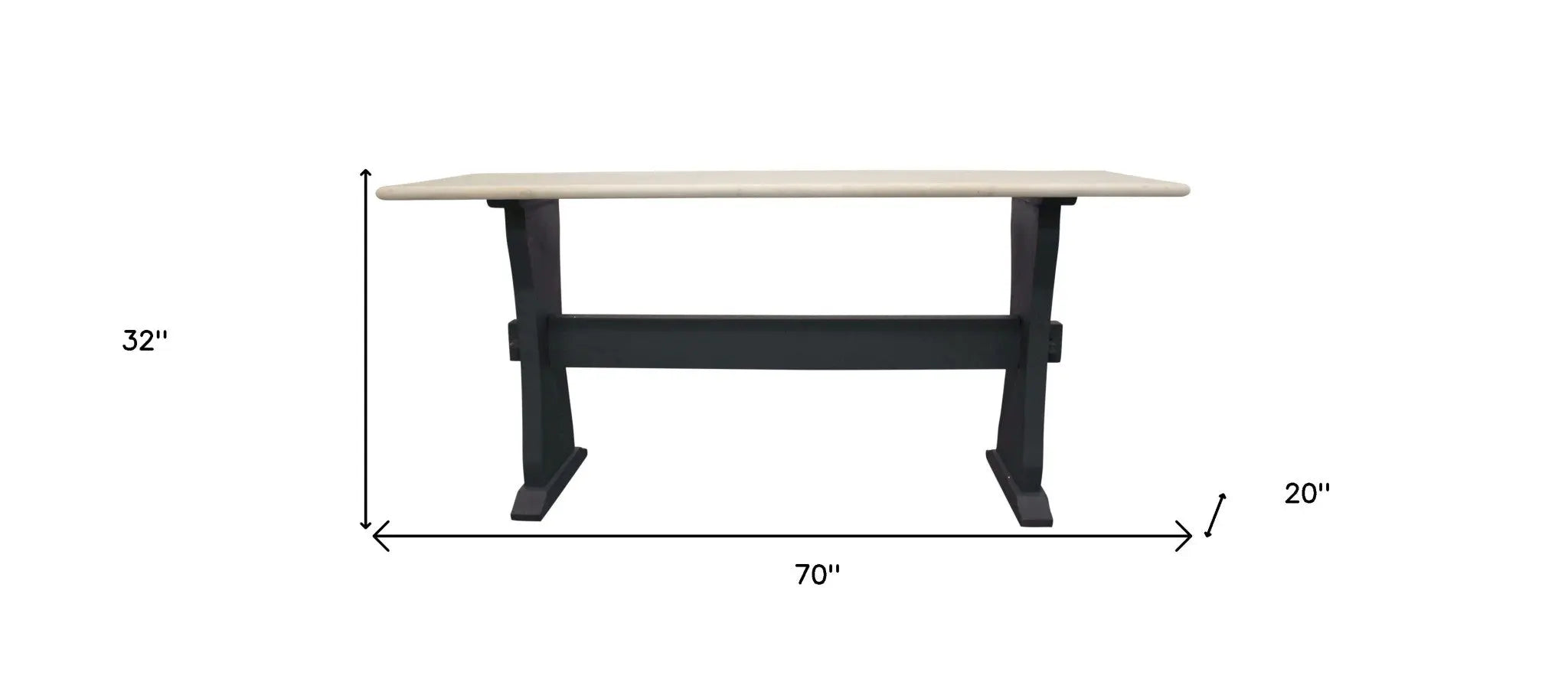 70" Ivory and Black Genuine Marble Trestle Console Table Homeroots Living Room