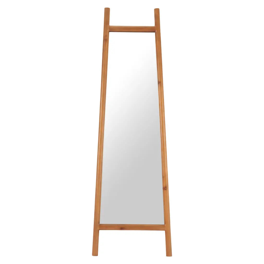 70" Natural Solid Wood Leaning Geometric Framed Standing Mirror Homeroots Bed & Bath