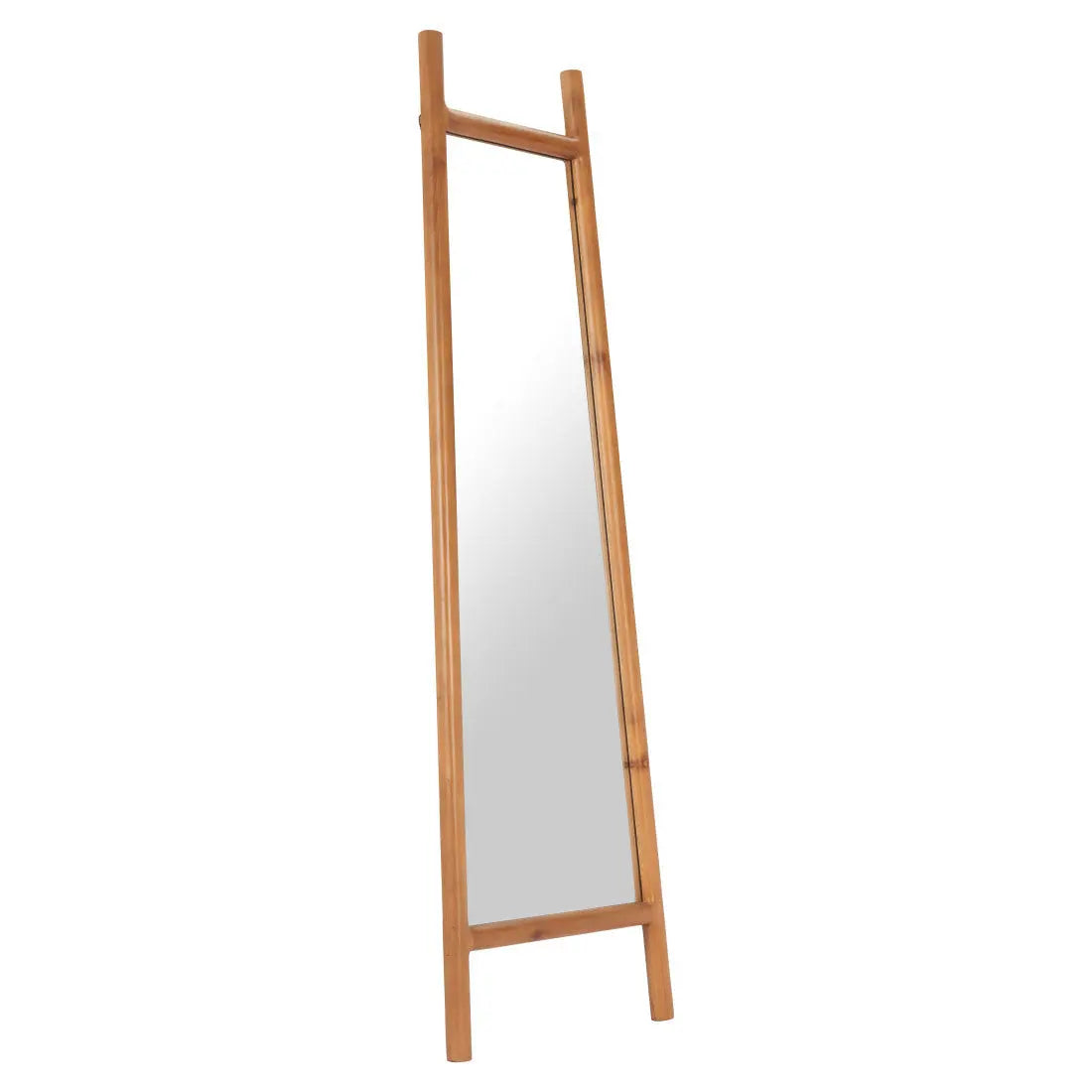 70" Natural Solid Wood Leaning Geometric Framed Standing Mirror Homeroots Bed & Bath