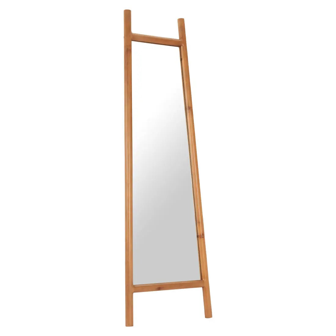 70" Natural Solid Wood Leaning Geometric Framed Standing Mirror Homeroots Bed & Bath