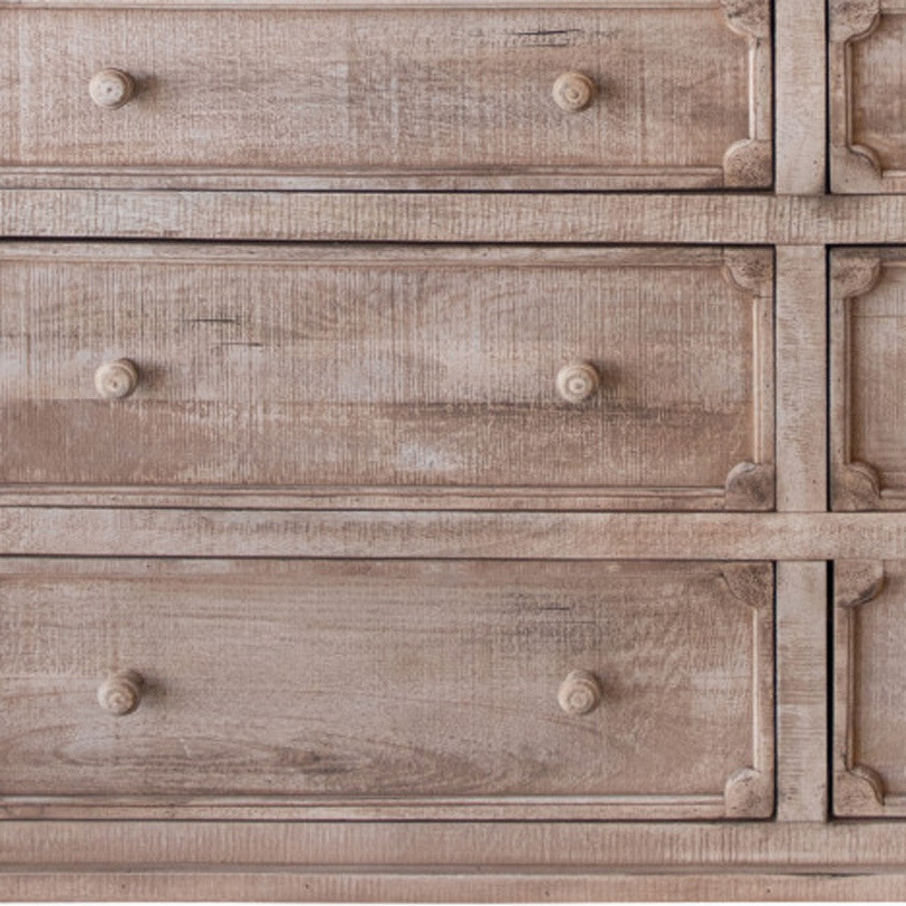 70" Natural Solid Wood Six Drawer Double Dresser - GreatEagleInc