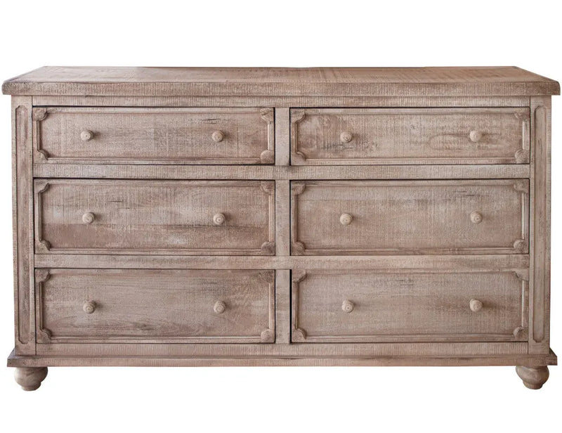 70" Natural Solid Wood Six Drawer Double Dresser - GreatEagleInc