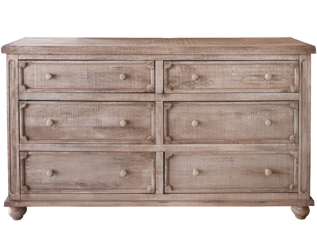 70" Natural Solid Wood Six Drawer Double Dresser - GreatEagleInc