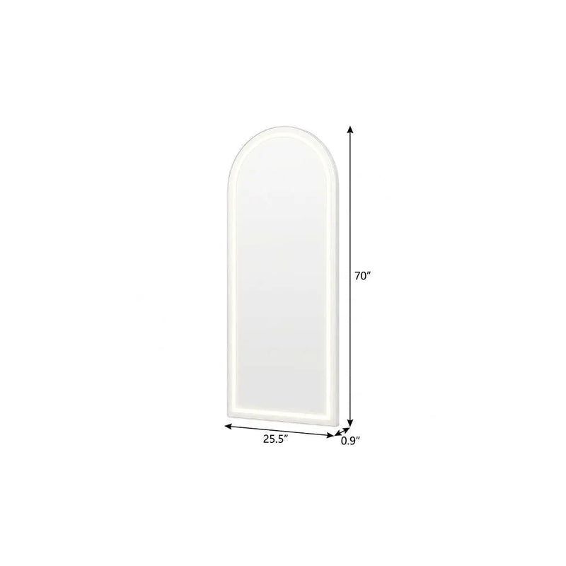 70" Silver Arch Lighted Freestanding And Wall Mounted Framed Full Length Mirror Homeroots Bed & Bath