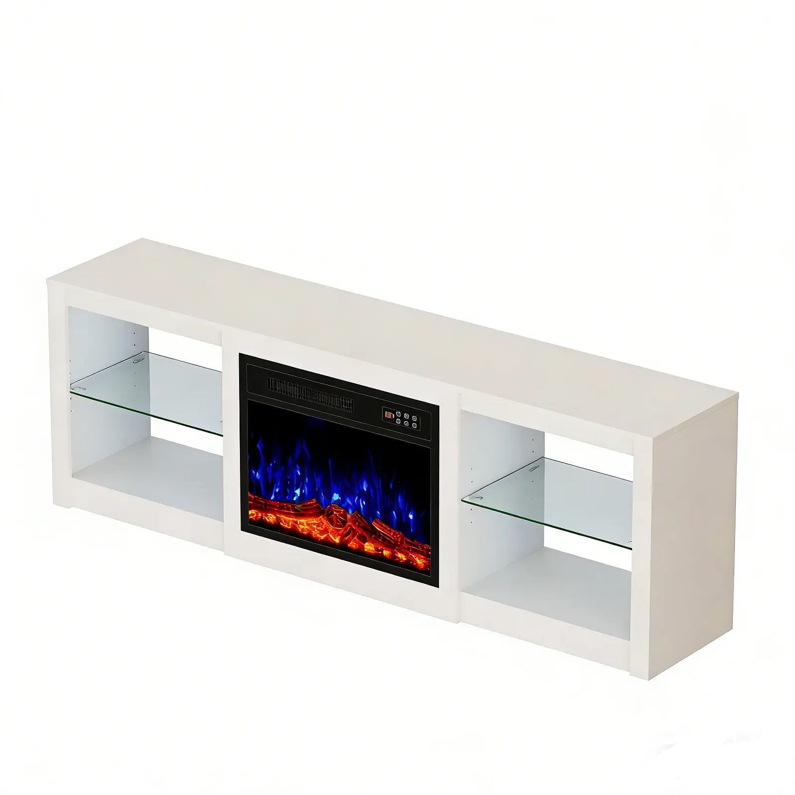 70" White Wood Fireplace Entertainment Center With Fireplace Homeroots Living Room