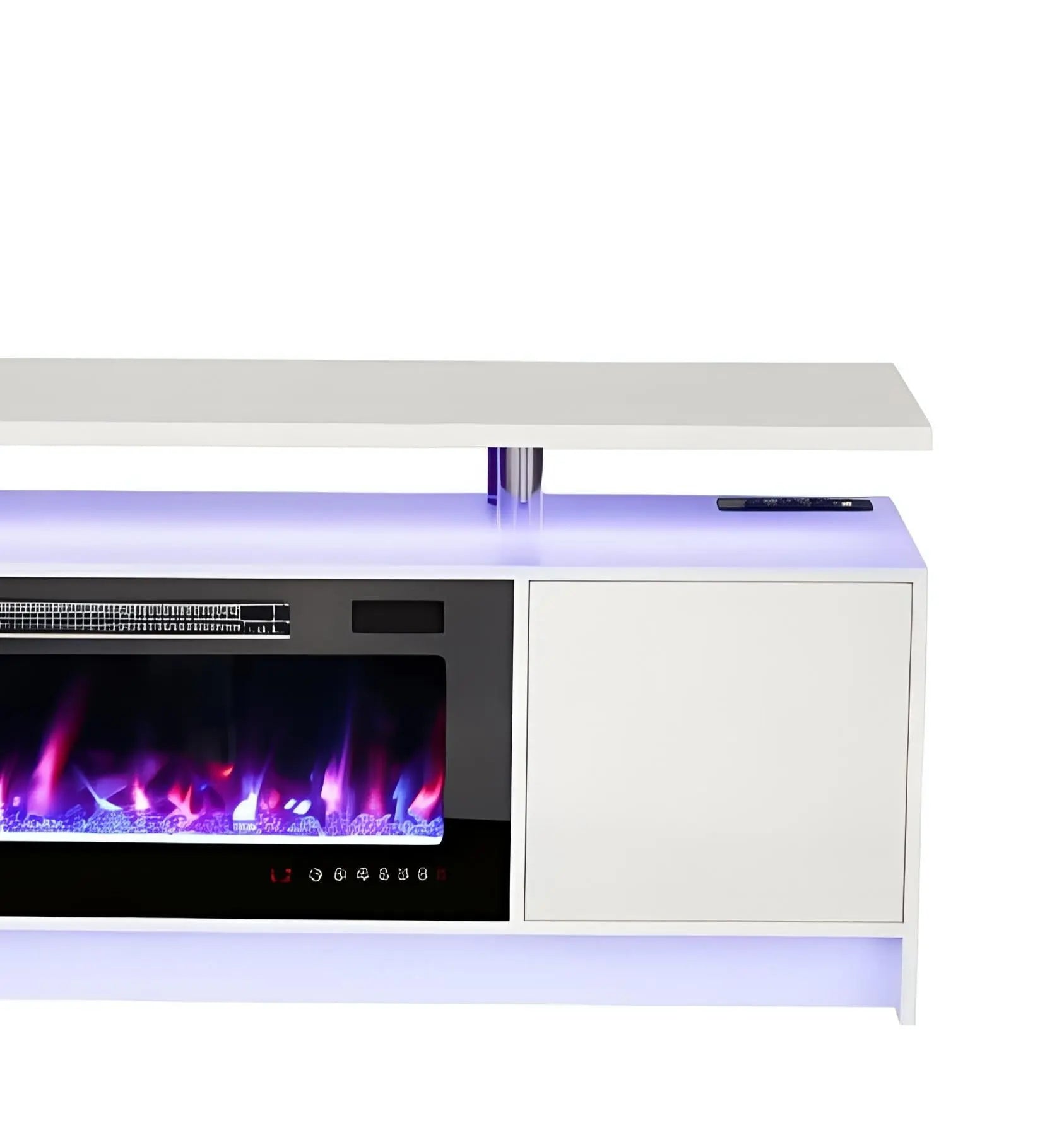 70" White Wood Fireplace TV Stand With Fireplace Homeroots Living Room