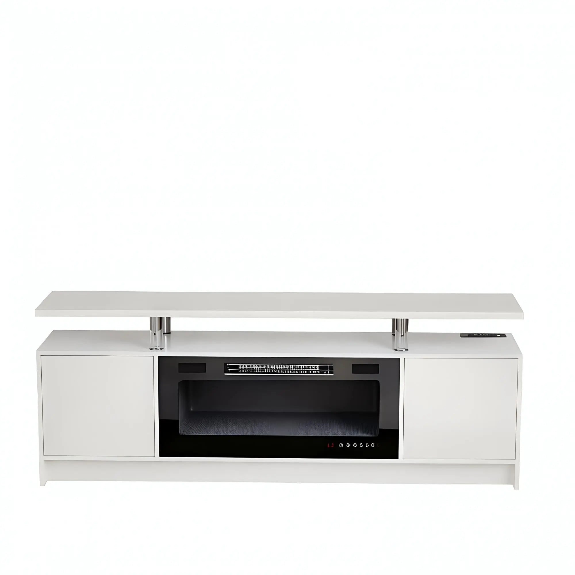 70" White Wood Fireplace TV Stand With Fireplace Homeroots Living Room
