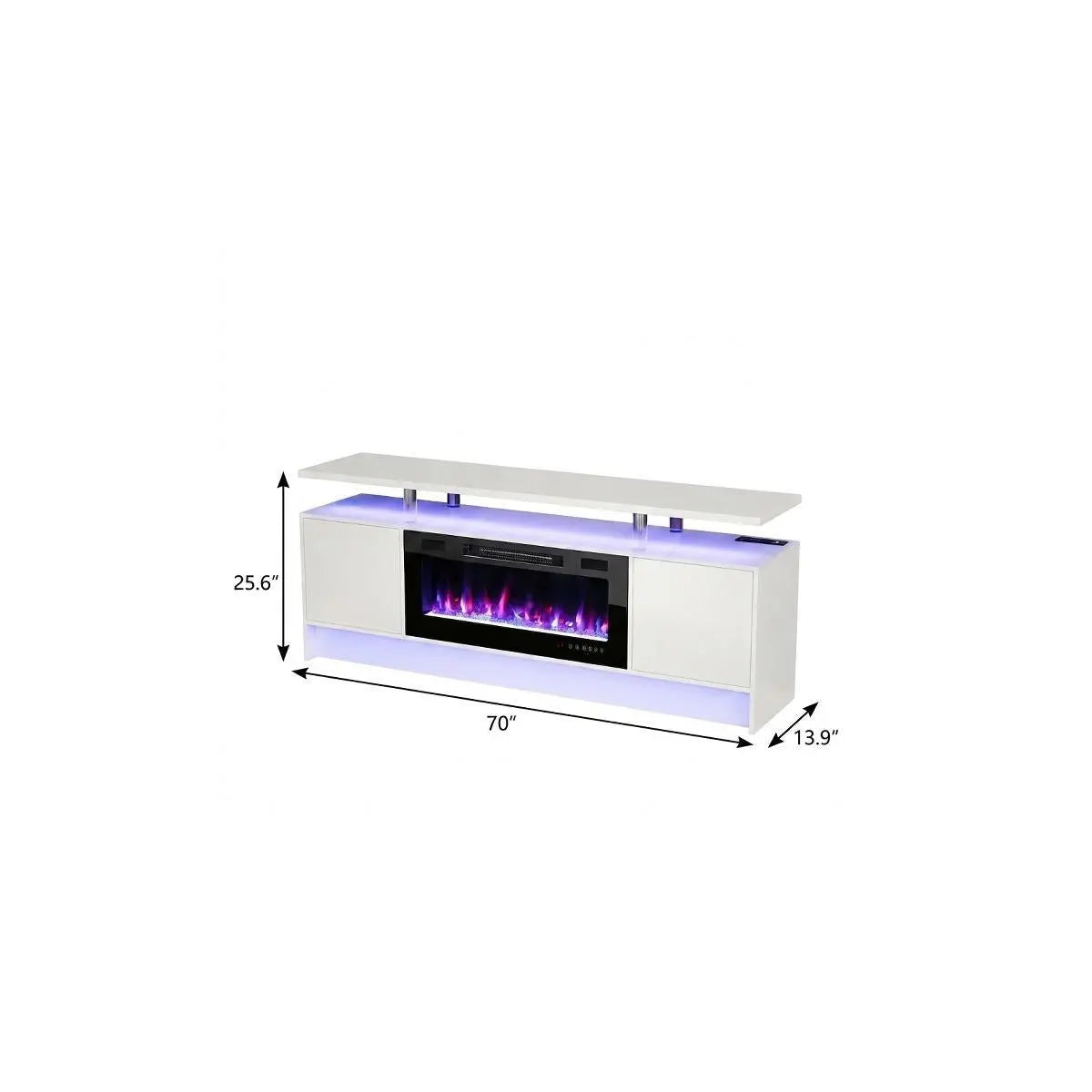 70" White Wood Fireplace TV Stand With Fireplace Homeroots Living Room