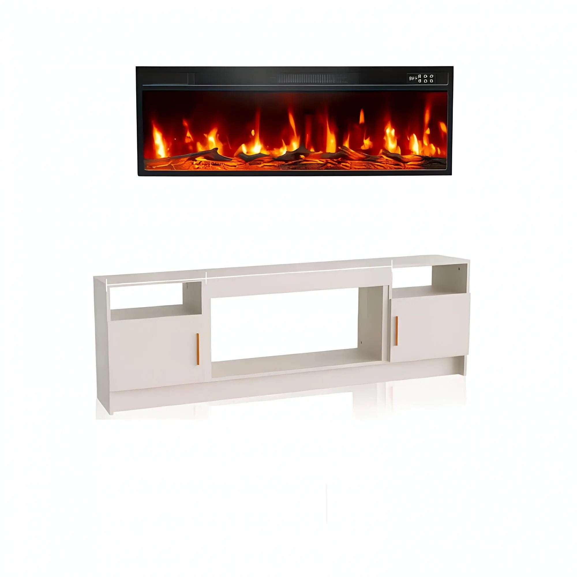 70" White Wood Fireplace TV Stand With Fireplace Homeroots Living Room