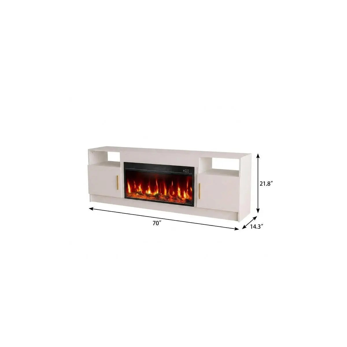 70" White Wood Fireplace TV Stand With Fireplace Homeroots Living Room