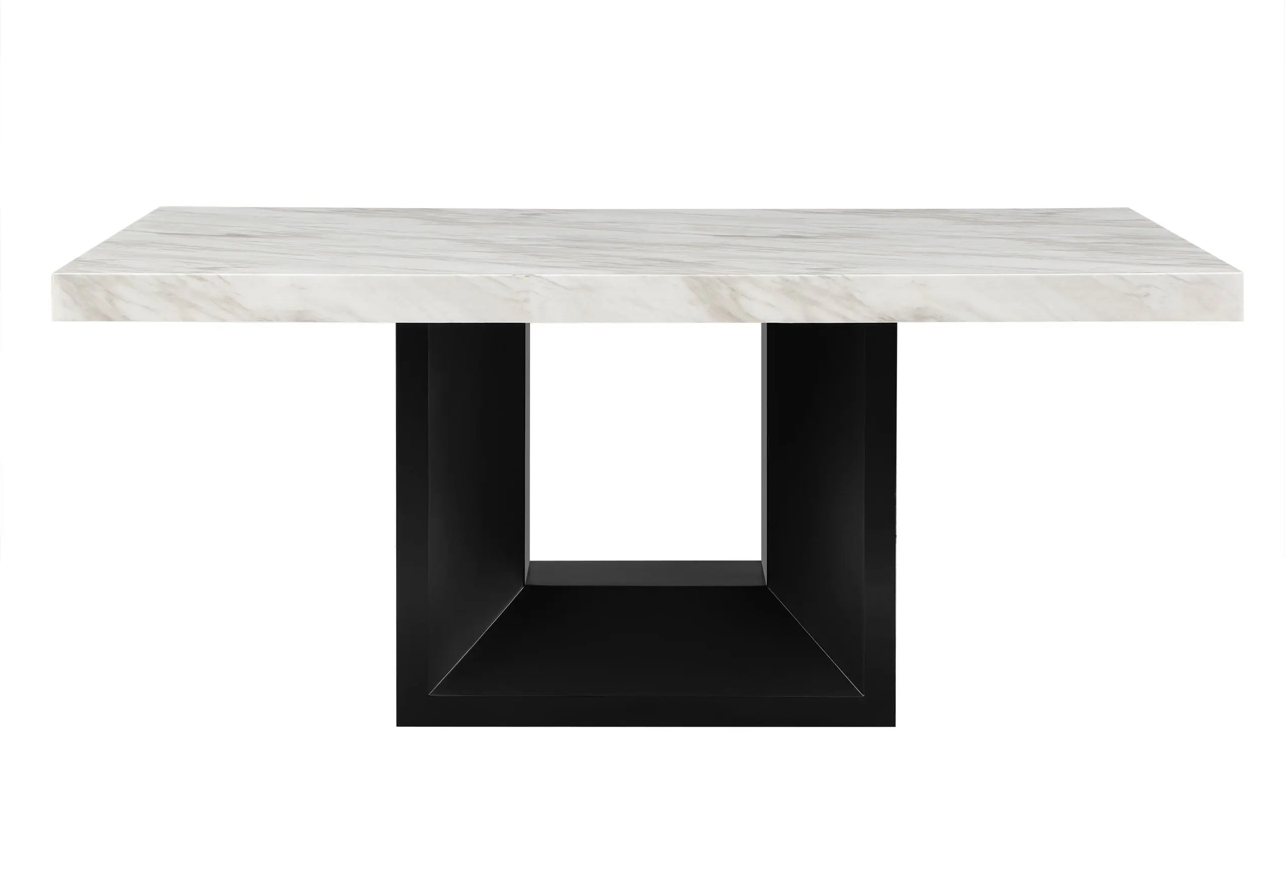 70" White and Black Faux Marble and Wood Pedestal Base Dining Table Homeroots Kitchen & Dining