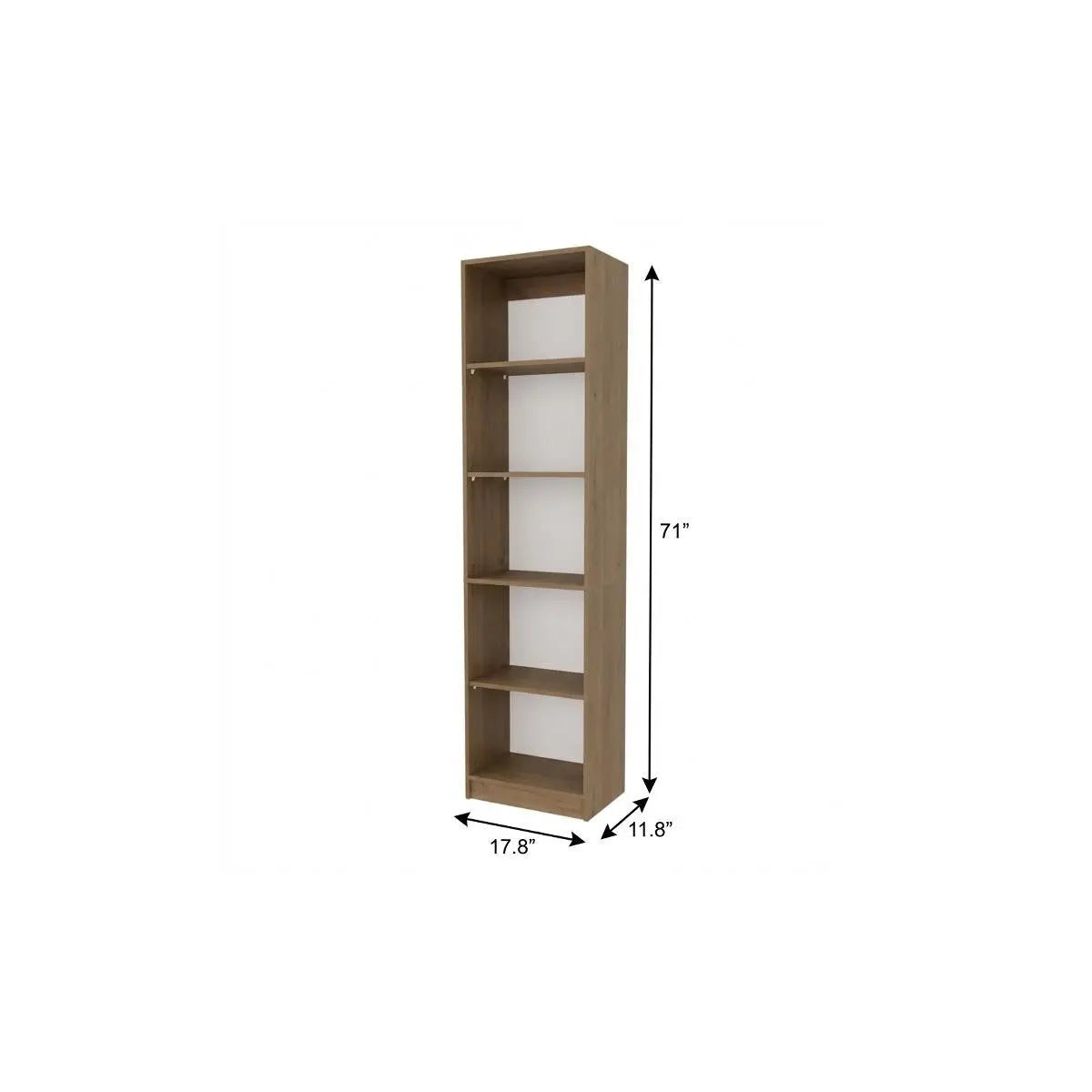 71" Beige Wood Five Tier Bookcase Homeroots Office