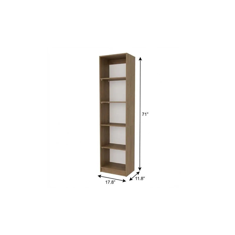 71" Beige Wood Five Tier Bookcase Homeroots Office