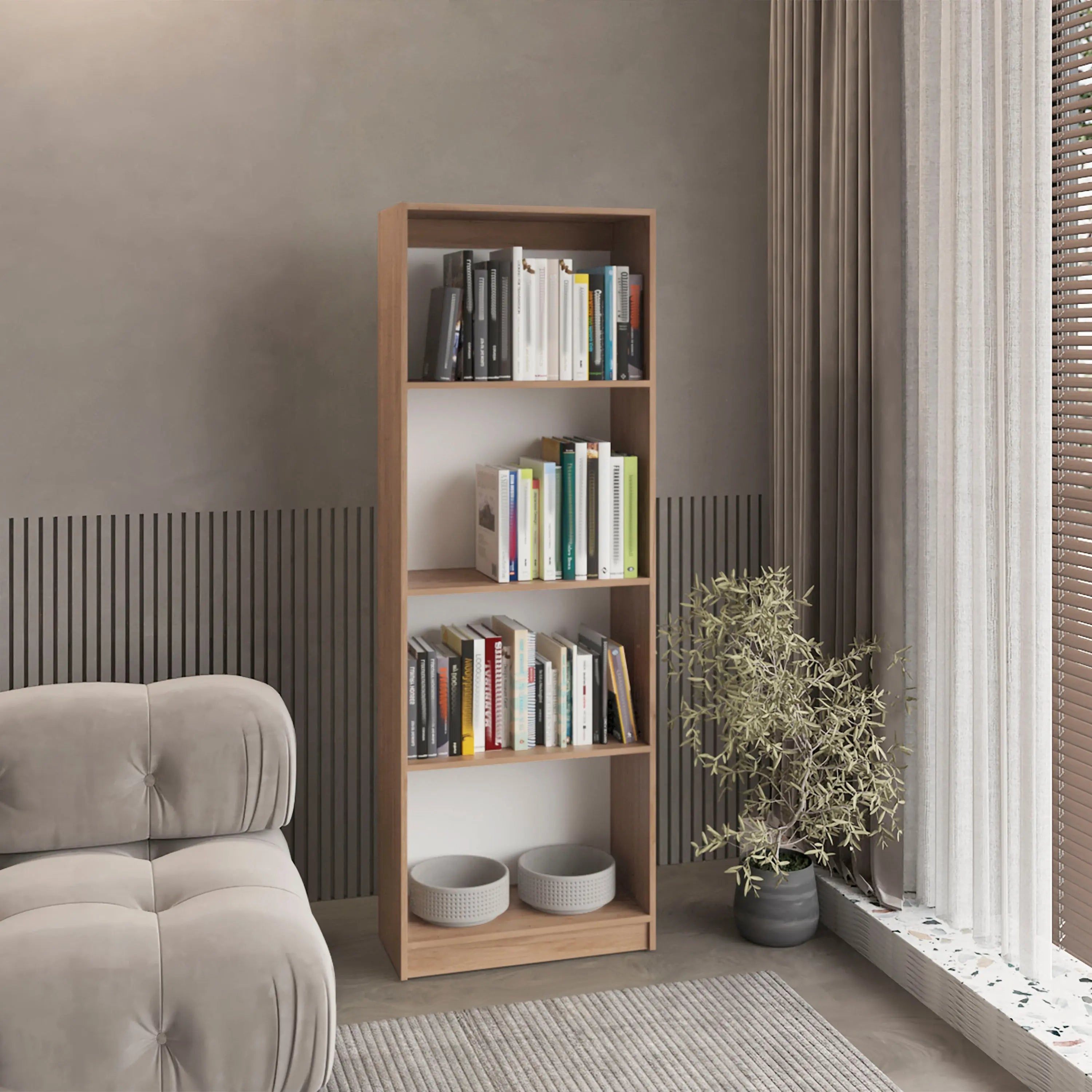 71" Beige Wood Five Tier Bookcase Homeroots Office