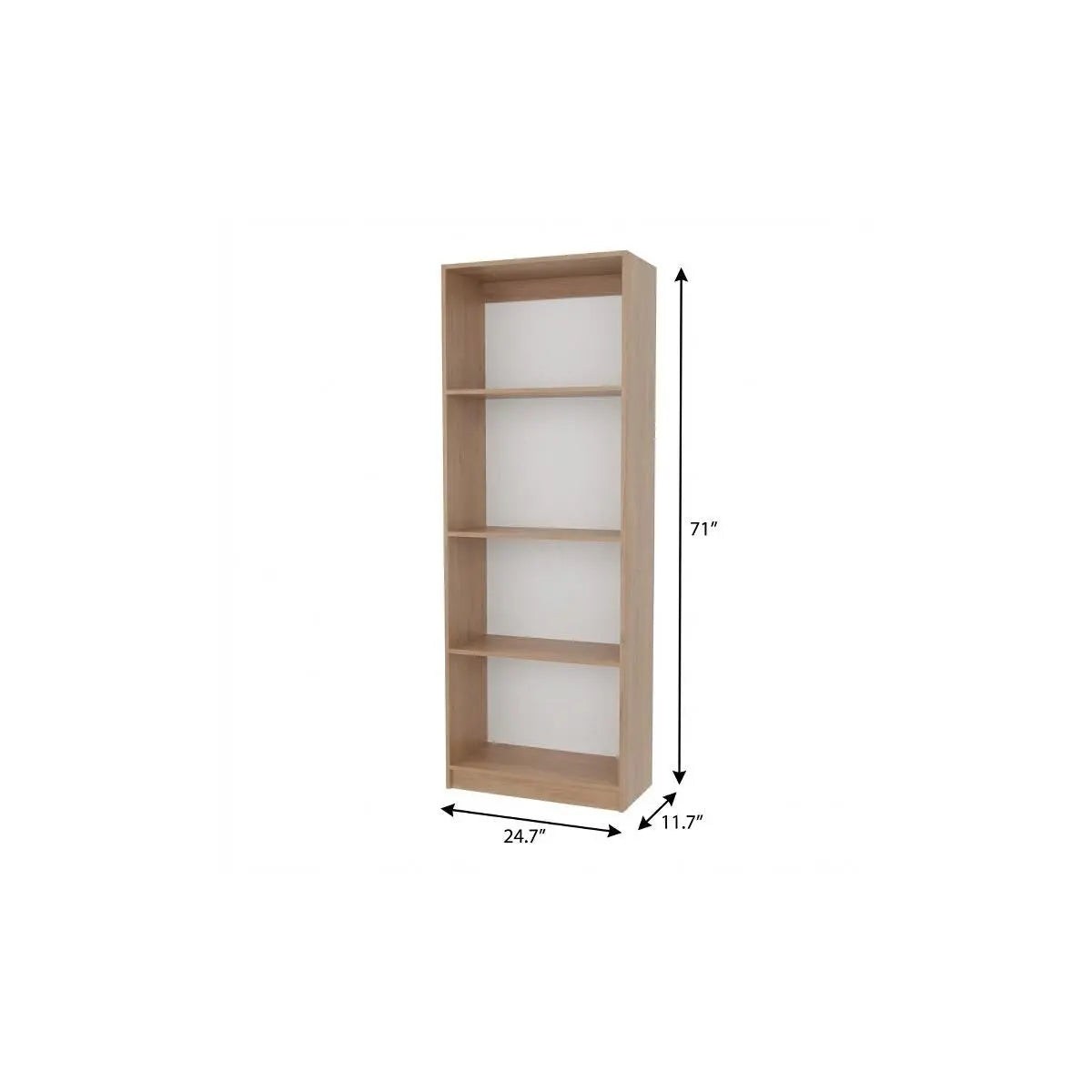 71" Beige Wood Five Tier Bookcase Homeroots Office